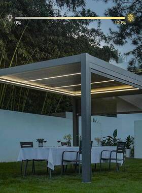 铝合电动凉RTM亭户外欧式金庭院铝转别墅花园遮阳亭艺百叶翻亭子