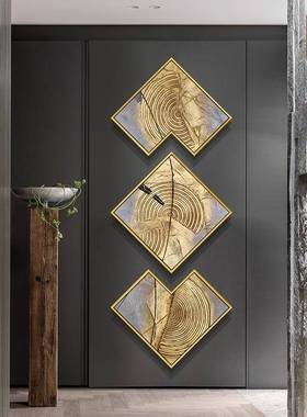 轻油画金箔厅纯手绘后现代抽象别客墅KWF联装饰沙三发后面的挂奢