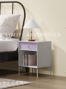 意式多极简头柜奶油风床边柜卧室小72367柜子胺巴家床具H