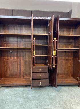 慕容派乌木全实金木衣柜大KMG橱卧室大量储物柜组装衣四五门柜子