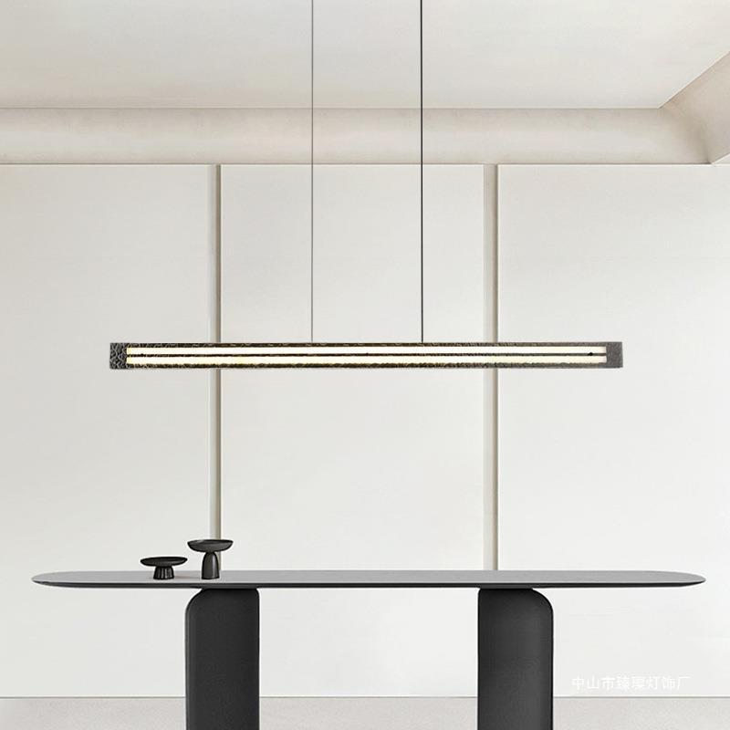 意意ZCS式极简长岛条水纹玻璃餐师厅吊灯轻奢创设计吧台台办公室