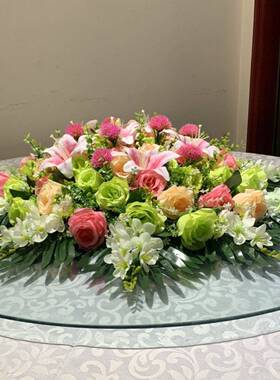 桌摆花花酒店圆桌面餐花饭店摆桌子摆花大桌摆花圆桌转盘中间F97H