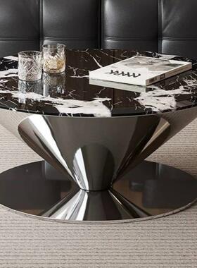 端2025款进口天奢然石飞碟茶几意式极简新轻UHK奢高客厅不锈钢茶