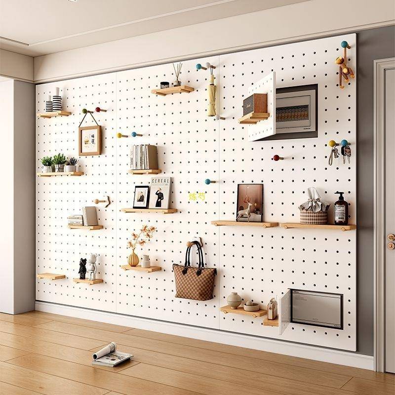 置洞洞板定入户制玄关壁物架幼收PCW纳架儿园实木洞洞墙装饰展示