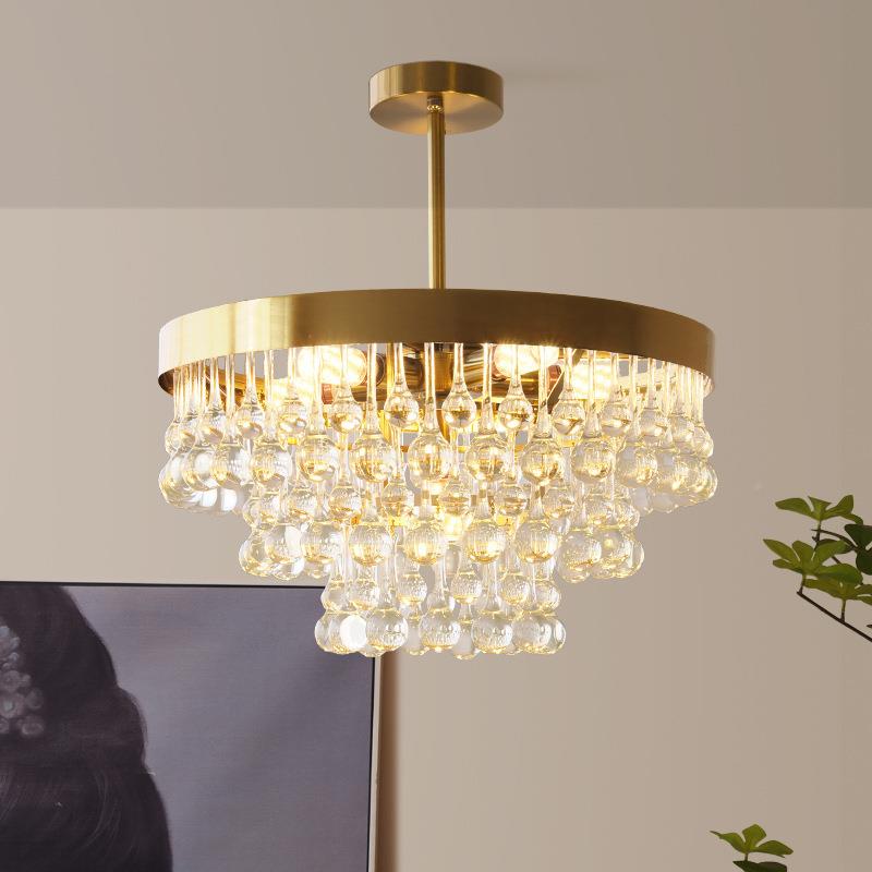 代法式轻水晶奢玻璃灯圆形温现馨卧LIA室简约创意餐厅吊大气客厅
