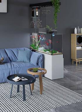 鱼缸客柜厅2025新款小底滤断屏隔型风带子一体玻璃缸水COM族箱