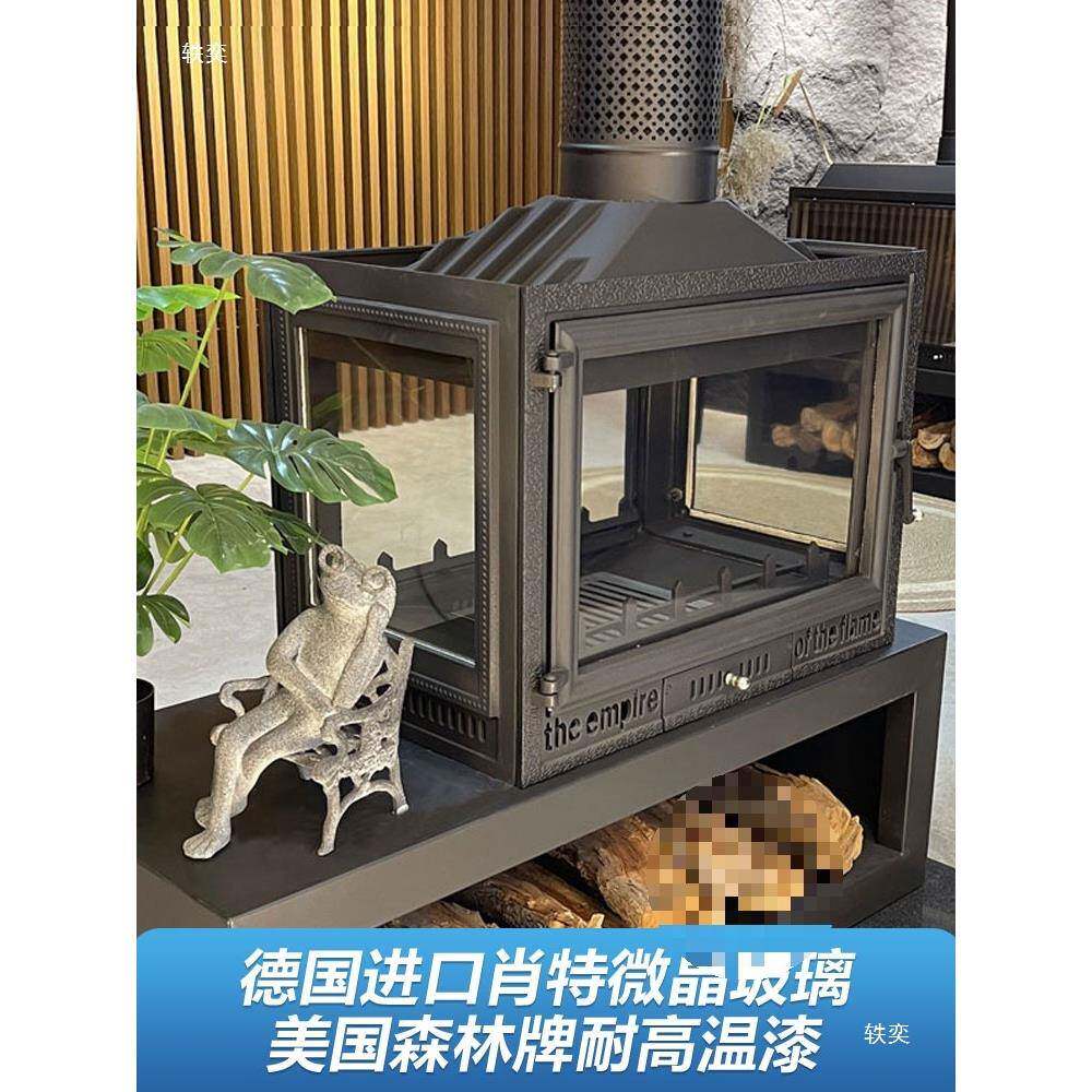 真火木木炉壁欧燃91式新款嵌入式全铸铁取暖器家用别墅装饰壁炉燃