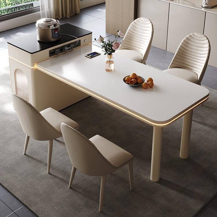 岩板岛台餐桌一家用风多功奶油小体户型茶桌带灯极简亚克能力XUG