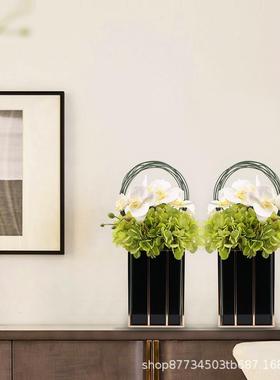 新房中式样板花洽谈桌艺软装搭件配摆仿真花盆景植ACY物盆栽软装