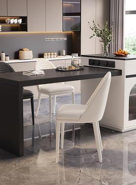 抽全实奶油风22085可伸缩木岛台一餐桌体家用小户型拉格设计多功