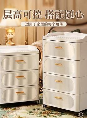 抽塑屉卧式地收纳柜家用料储HCV物柜客厅多层室落床头置物柜子