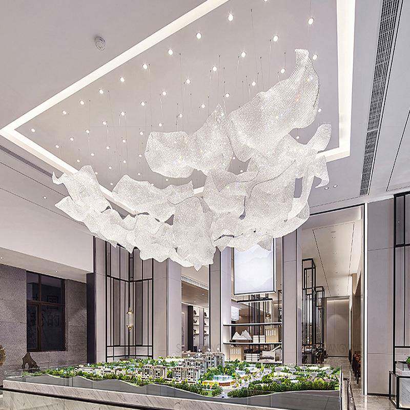 处创意酒店挂大堂天花灯水晶编网吊饰挂饰售OPC楼展厅件装空中饰