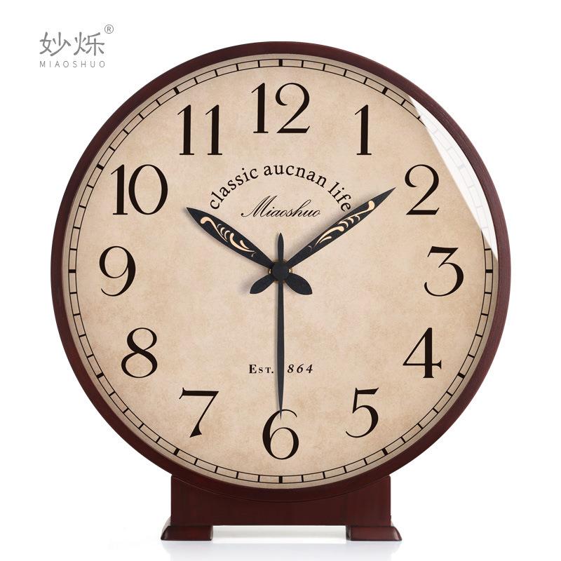 复古式创意大SFP号静美面音台钟台式时钟式座钟桌客厅轻奢钟表摆