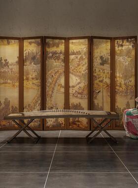 中式复屏风隔遮挡可折叠玄关客断MVO厅酒店山办古公室千里江实木