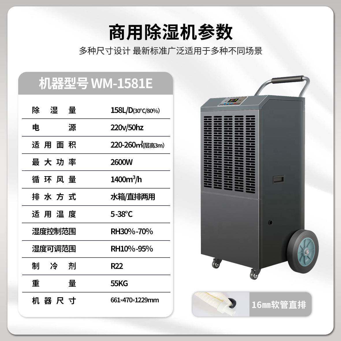 湿机158仓升大功率下抽湿机库地室除大型库房车间泳池工NEZ业除湿