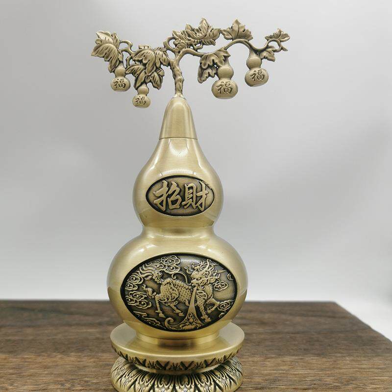 黄铜麒葫芦摆件办公麟家居饰品福寿创葫芦祈福意家-居玄关芦葫摆