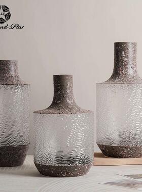 钻意石花瓶创仿大理石风厅家91281ZS星居新中式摆件客高级感玻璃