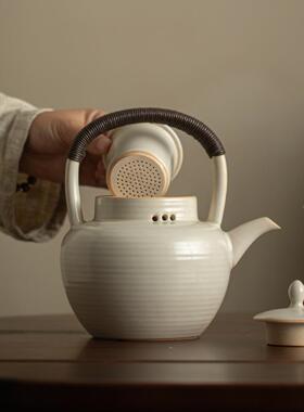高档烧白陶茶壶养生壶围炉可明火陶壶煮壶炭ghu8wbgv火电陶炉家煮