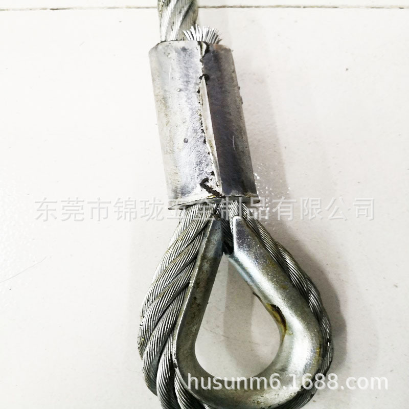 油性钢丝绳铝扣压制 大规格承重钢丝绳套口铆接 镀锌油绳三角环