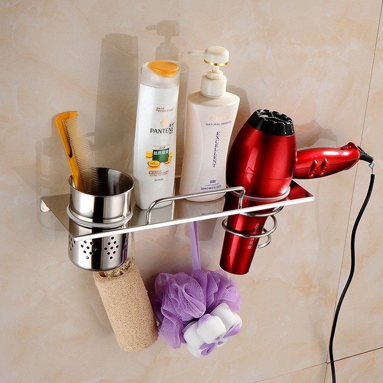 不锈钢免打孔吹风机架浴室酒店卫生间壁挂式美发吹风机支架墙上