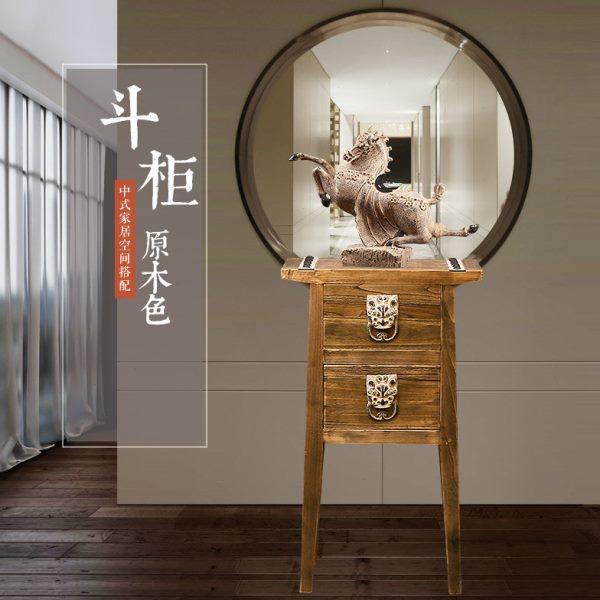 古典新中式实木斗柜酒店储物柜客厅玄关组合柜仿古办公室装饰摆件