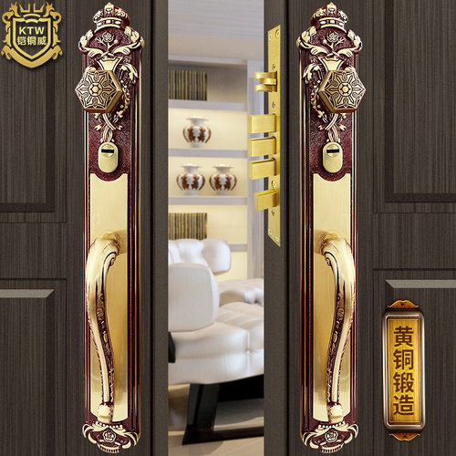 现货铠铜威欧式别墅防盗锁双开实木门金属门防盗门铜对开大门锁