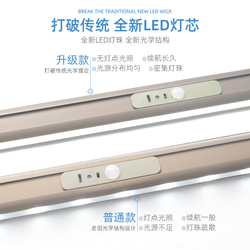 衣柜内挂衣杆带灯LED人体智能感应衣通杆横杆法兰固定衣橱挂衣架