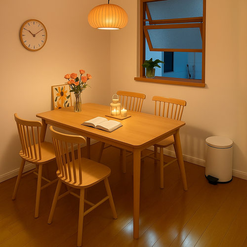 餐桌家用小户型高级感长方形省空间原木风简易吃饭桌子商用餐桌椅