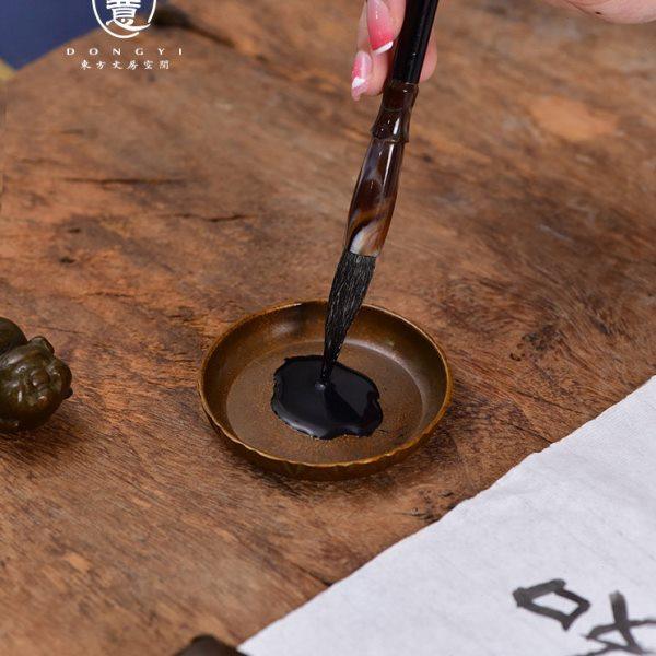 东意文房 黄铜墨盒小楷书法墨碟砚台练字专用毛笔笔舔颜料盘调色,文具电教/文化用品/商务用品,文房四宝,淘宝优惠券,粉丝福利购,淘宝优惠卷