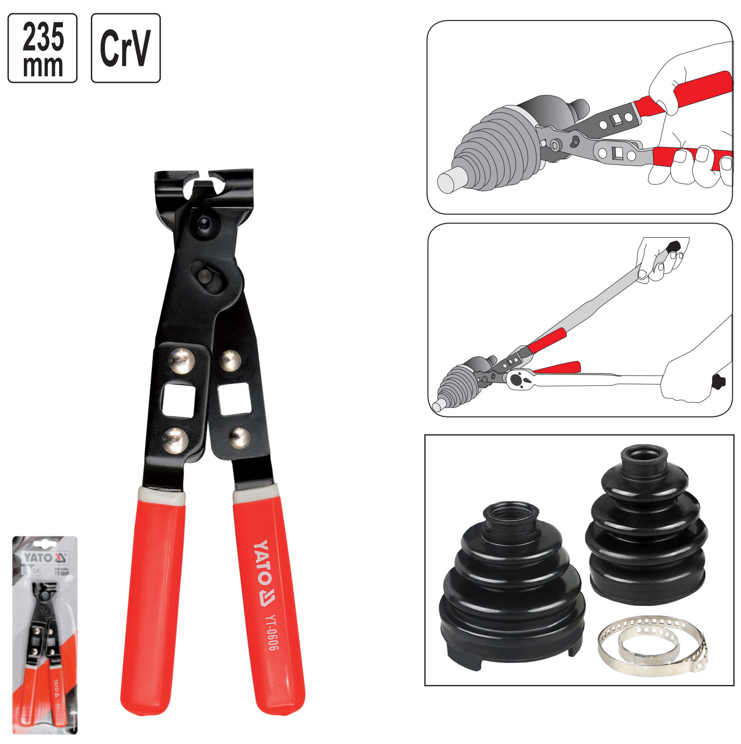 易尔拓夹紧钳子无极管箍钳套喉箍夹头钳球笼卡箍夹子钳 YT-0606