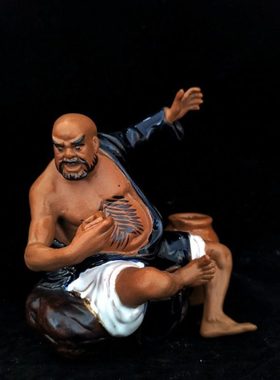 石湾公仔陶瓷鲁智深摆件桌面笔筒干花插水培绿箩多肉花盆礼品摆设