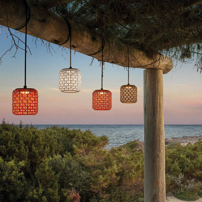 户外庭院壁灯日式复古藤编吊灯民宿过道门头灯防水花园别墅外墙灯