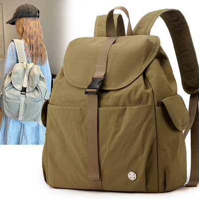 acity Solid Color Womens Backpack Student Zipper School Bag