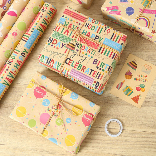 happy birthday包装纸 wrapping paper christmas gift packaging