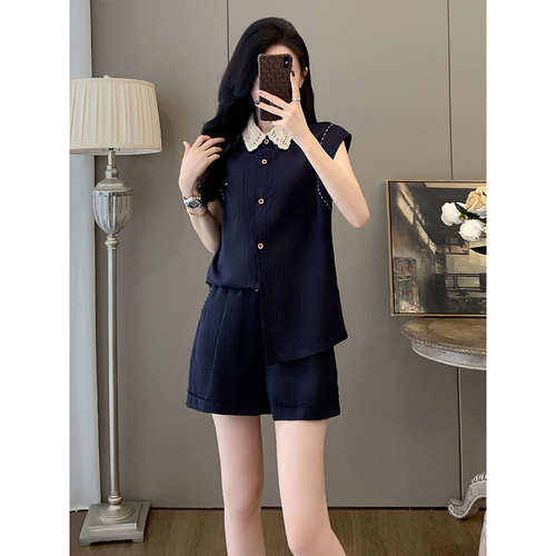 小个子亚麻短裤套装女一整套穿搭