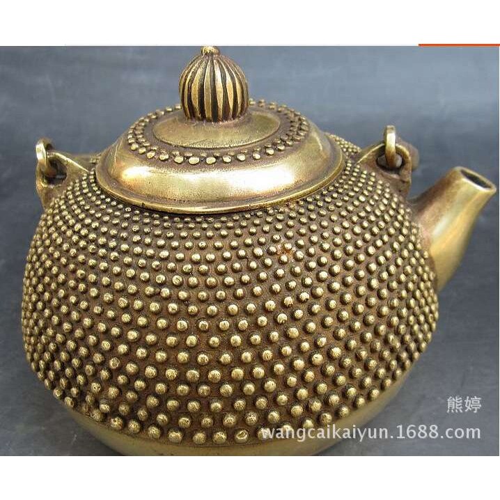 纯铜壶摆件仿古工艺品铜器铜酒壶茶壶铜莲花壶家居饰品摆件
