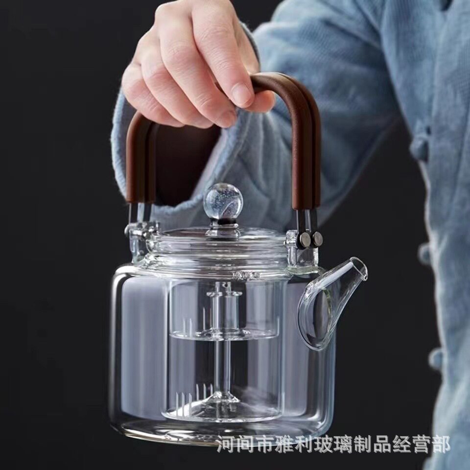 新羽手工高硼硅玻璃提梁壶耐高温星空磁吸煮茶壶泡茶蒸煮一体家用