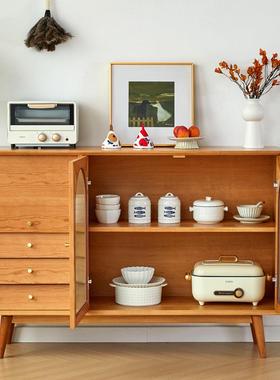 胡桃木餐木边实木边柜樱桃木靠墙柜柜QLX红橡柜边柜实木碗茶水柜