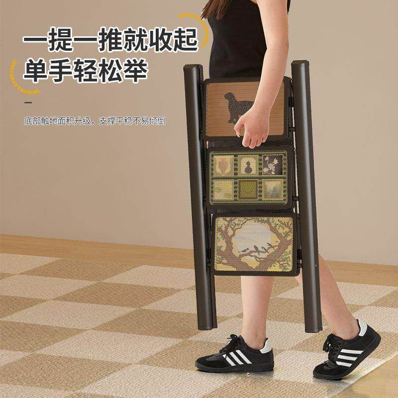 中古风小梯子家折MCM叠伸缩复古用小梯梯子凳便携梯人字梯室内加