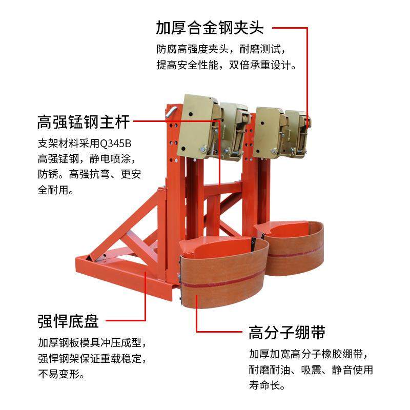 叉车油桶搬运夹具合金鹰嘴钢抓器单桶桶双桶吊GCP具加油桶装卸吊