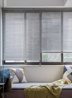 型VC百叶窗帘可免打S型PVC孔卫生间卧P室拉珠升式办公降遮S阳百叶