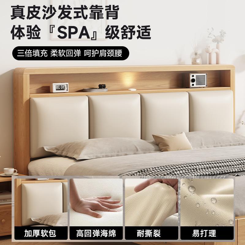 实木床现简约1.8米双人.床主卧.51米EWE出租房储物床12米单人代床