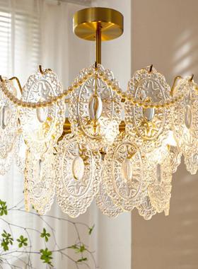 后现代珠法式复古玻璃吊灯美式客室厅璃64701灯卧餐厅珍玻玻璃新