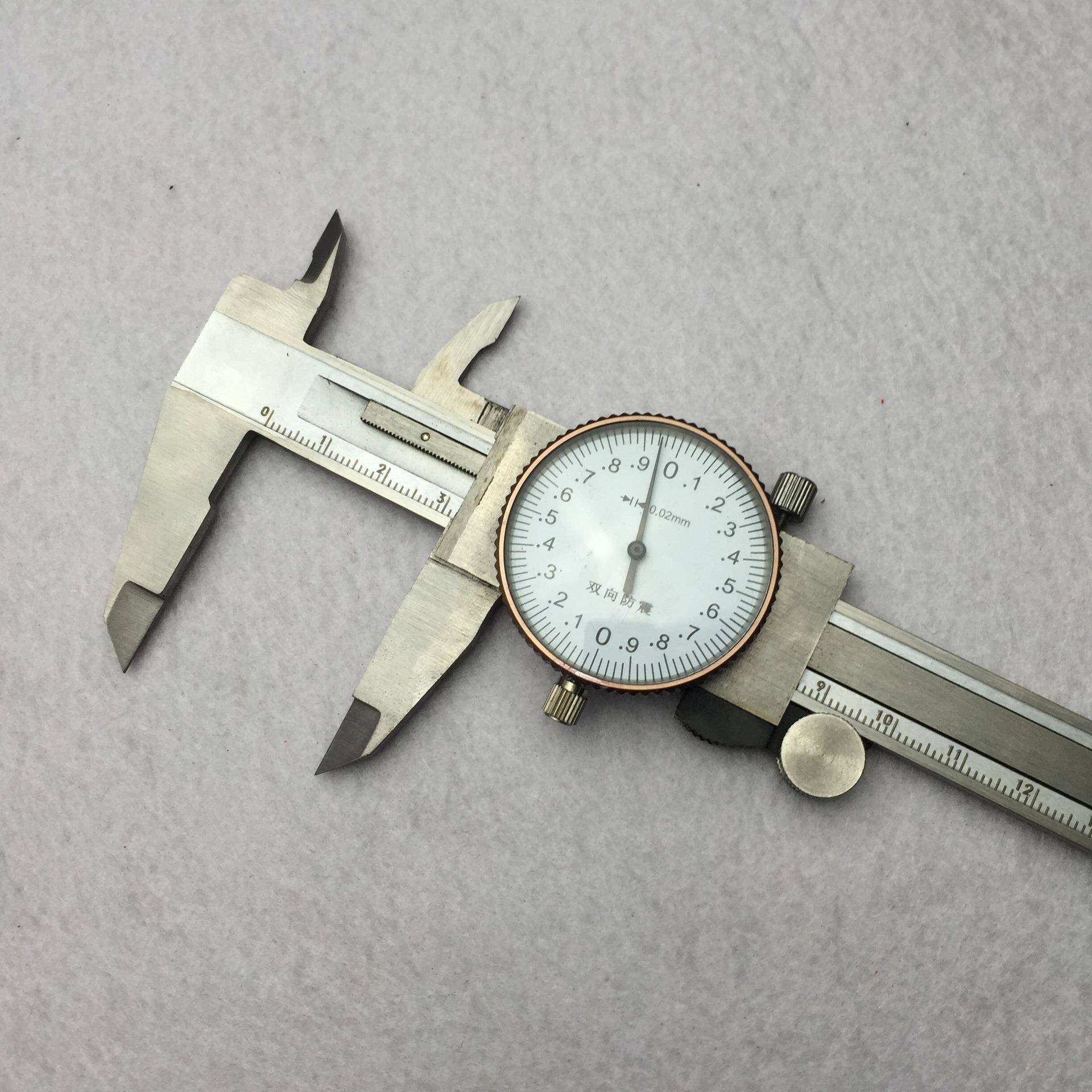 不钢带表卡尺-1深5锈0mm四用带表游标卡尺带PXC表0度卡尺精度0.02