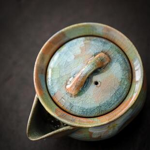 窑雏菊手绘釉壶下彩手抓单壶汝冰裂汝瓷中式泡茶壶釉宝瓶仿240120