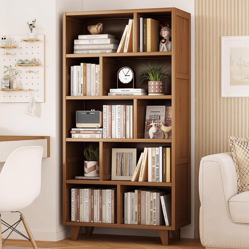 中式实书架落客厅靠墙转角置物地架多层木大容UDP量书柜约储物柜