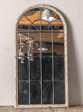 美木质古15328落拱式形全身镜子地带框靠墙试衣镜家用壁复挂式式