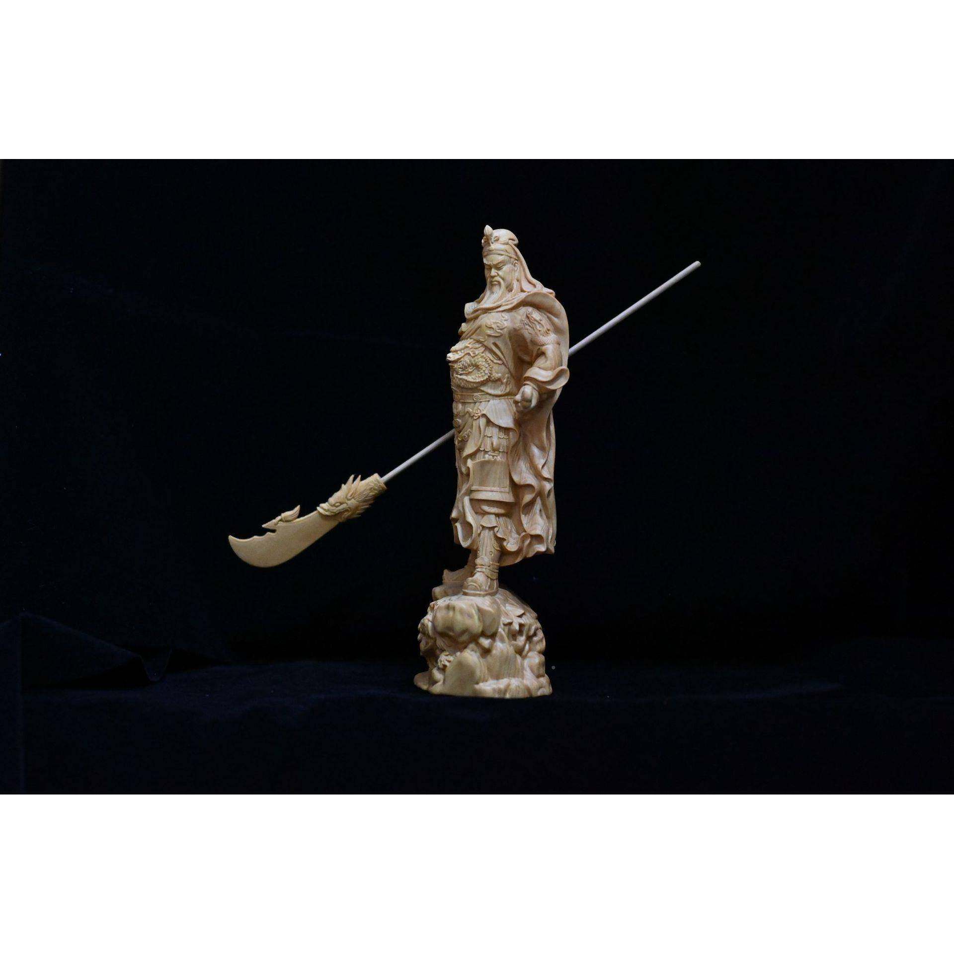 武摆神关公关羽像小艺叶黄杨木雕财木雕件ym001人物木雕工品摆件