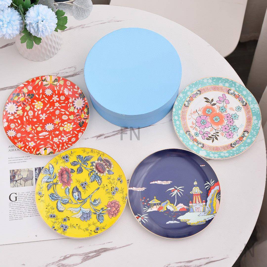 伍德漫游美境系QAR圆列骨瓷1cm餐盘4件套酒2店婚庆上菜盘心盘形点