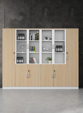 办公书柜木质玻璃文件柜档案柜51940物储子柜资料柜带锁景展示背